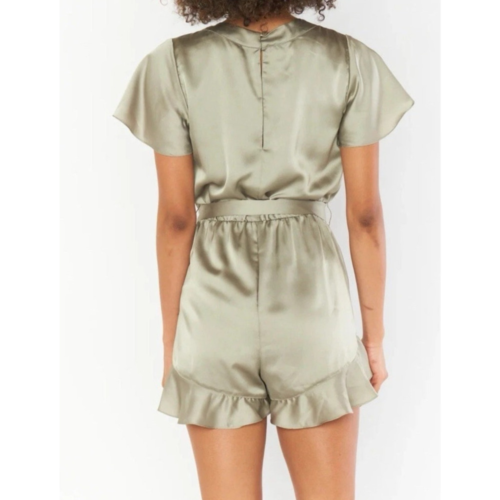 Show Me Your Mumu Say I Do Romper Moss Green Luxe Satin XS NWT - Picture 8 of 8